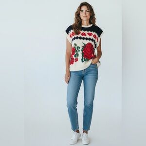 Russ 1980’s Sweater vest Pullover Roses Hearts